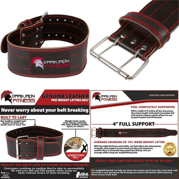 Dark Iron Weightlifting Fitness Belt Men Women - Picture 4 of 8